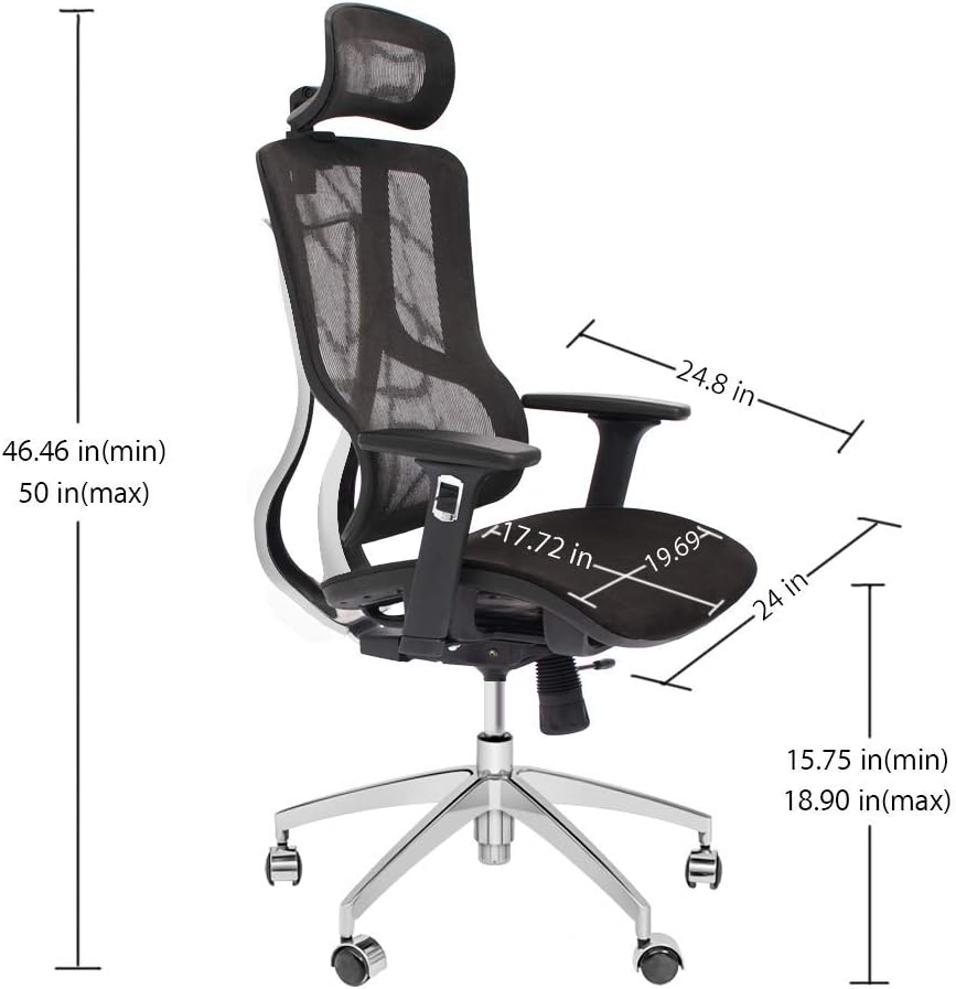 Black Ergonomic Mesh Office Chair with Headrest and 3D Armrest A55885