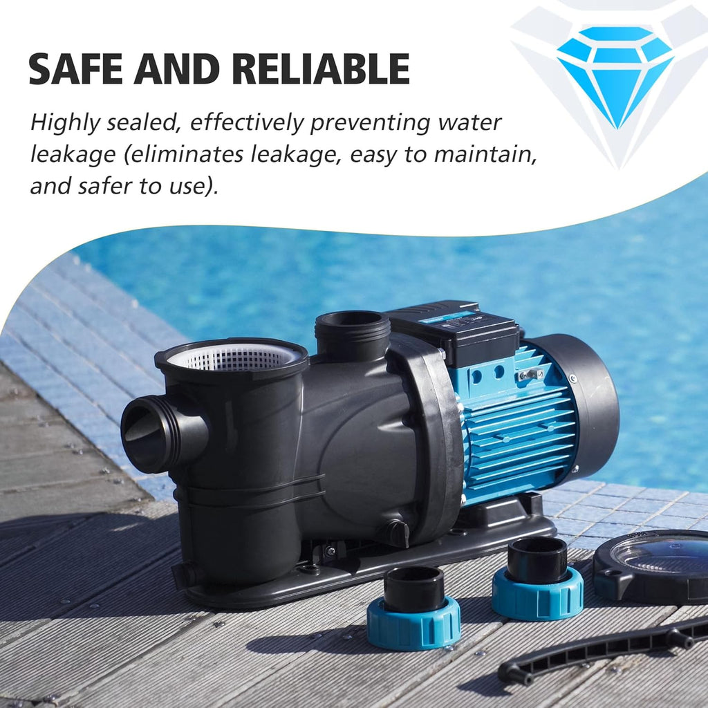 2HP 6950 GPH 115V Single Speed Self Priming Pool Pump with Strainer Basket B840117