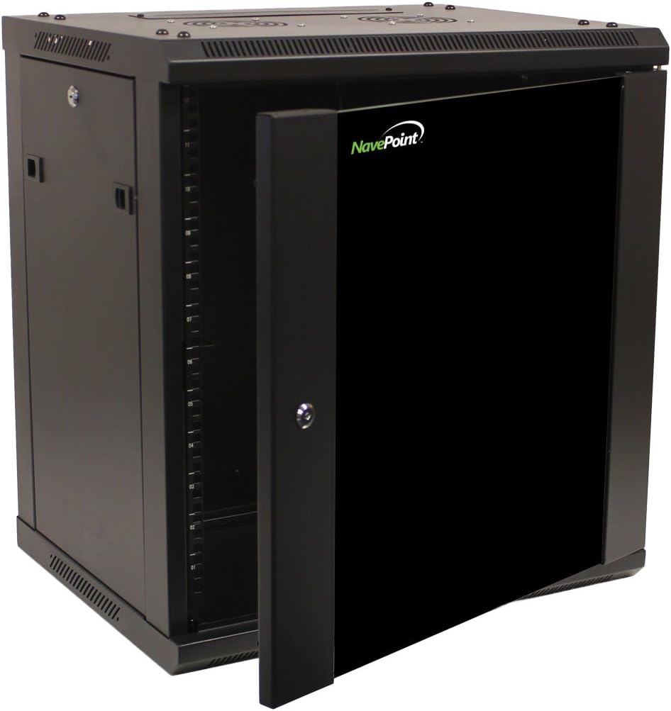 12U Wall Mount Network Server Cabinet Rack Enclosure Glass Door Lock C37401