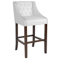 Tufted Walnut Barstool with Nail Trim D502
