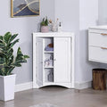 White 1 Corner Bathroom Cabinet with Doors Shelves J99360