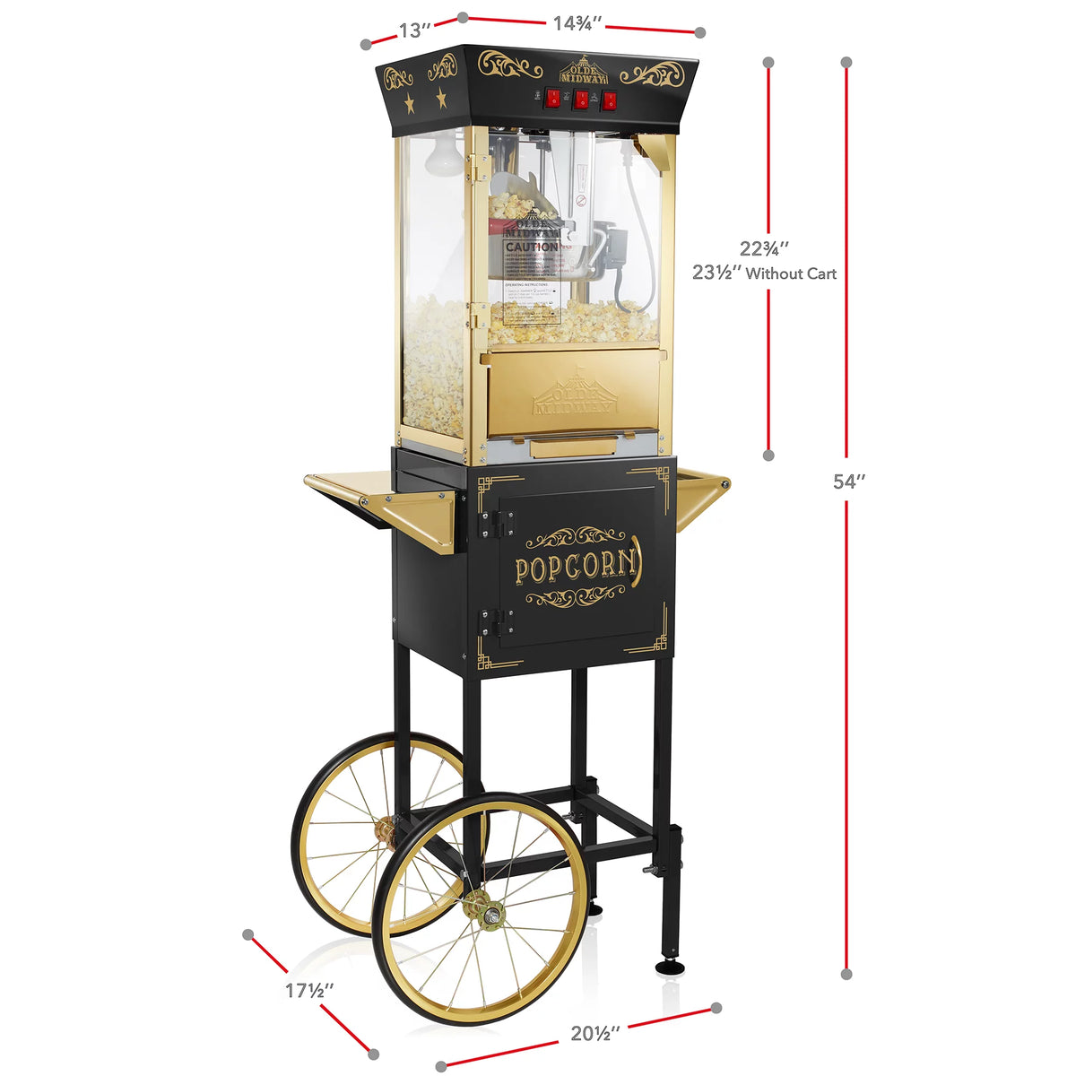 Black 8 oz Popcorn Machine with Cart B84995