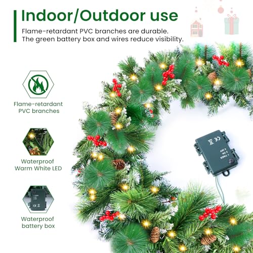 50 LEDs 9FT Prelit Garland Q318905