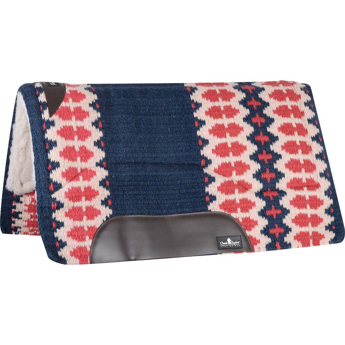 Navy Ivory Wool Top Saddle Pad 32x34 I588