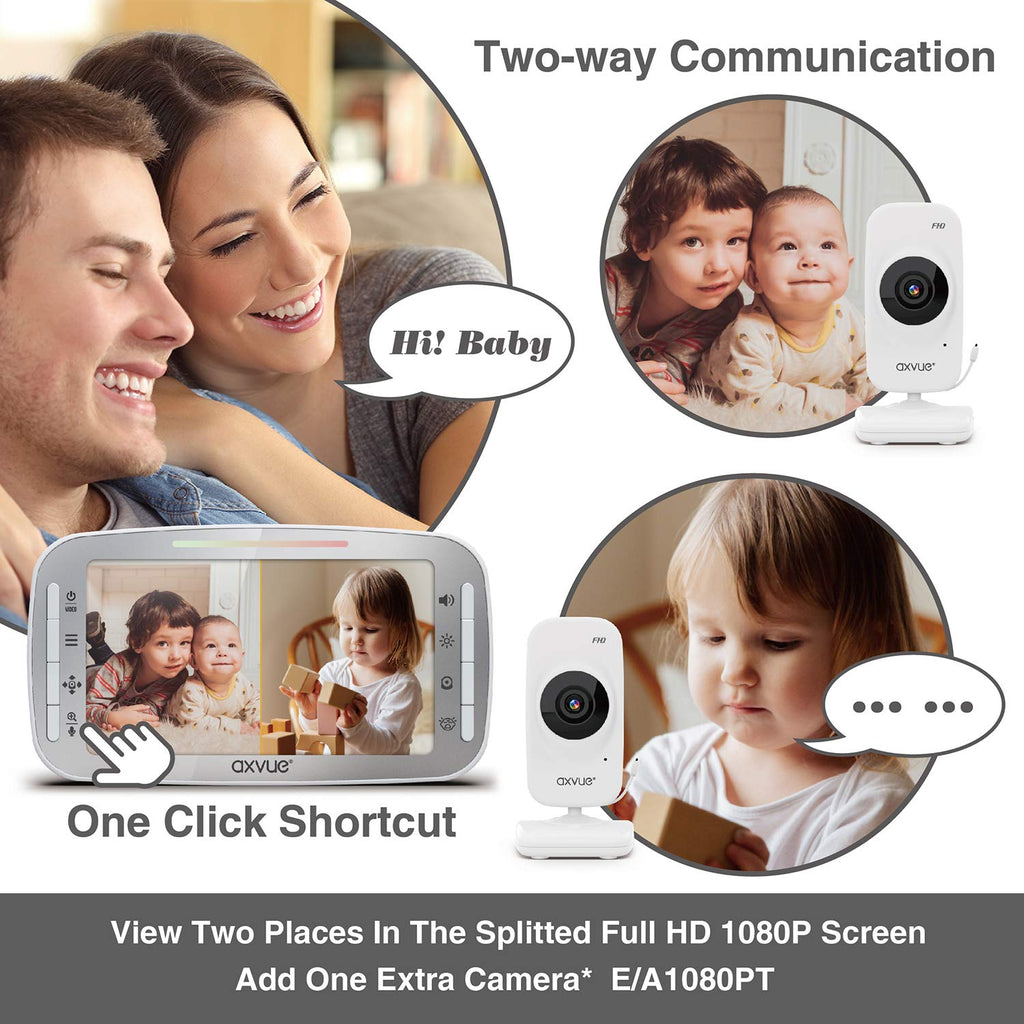 Video Baby Monitor, 1080P 5.5 HD Display, 2 HD Cams D824