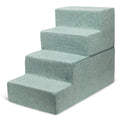 4-Step Pale Teal Linen Dog Cat Stairs K88840