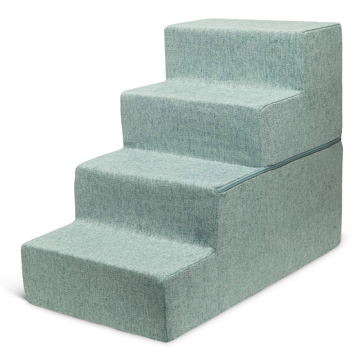 4-Step Pale Teal Linen Dog Cat Stairs K88840