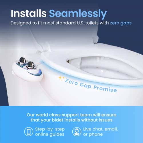 Fresh Water Non-Electric Bidet Attachment for Toilet Seat, Adjustable Water Pressure, Rear Wash (White) B9461