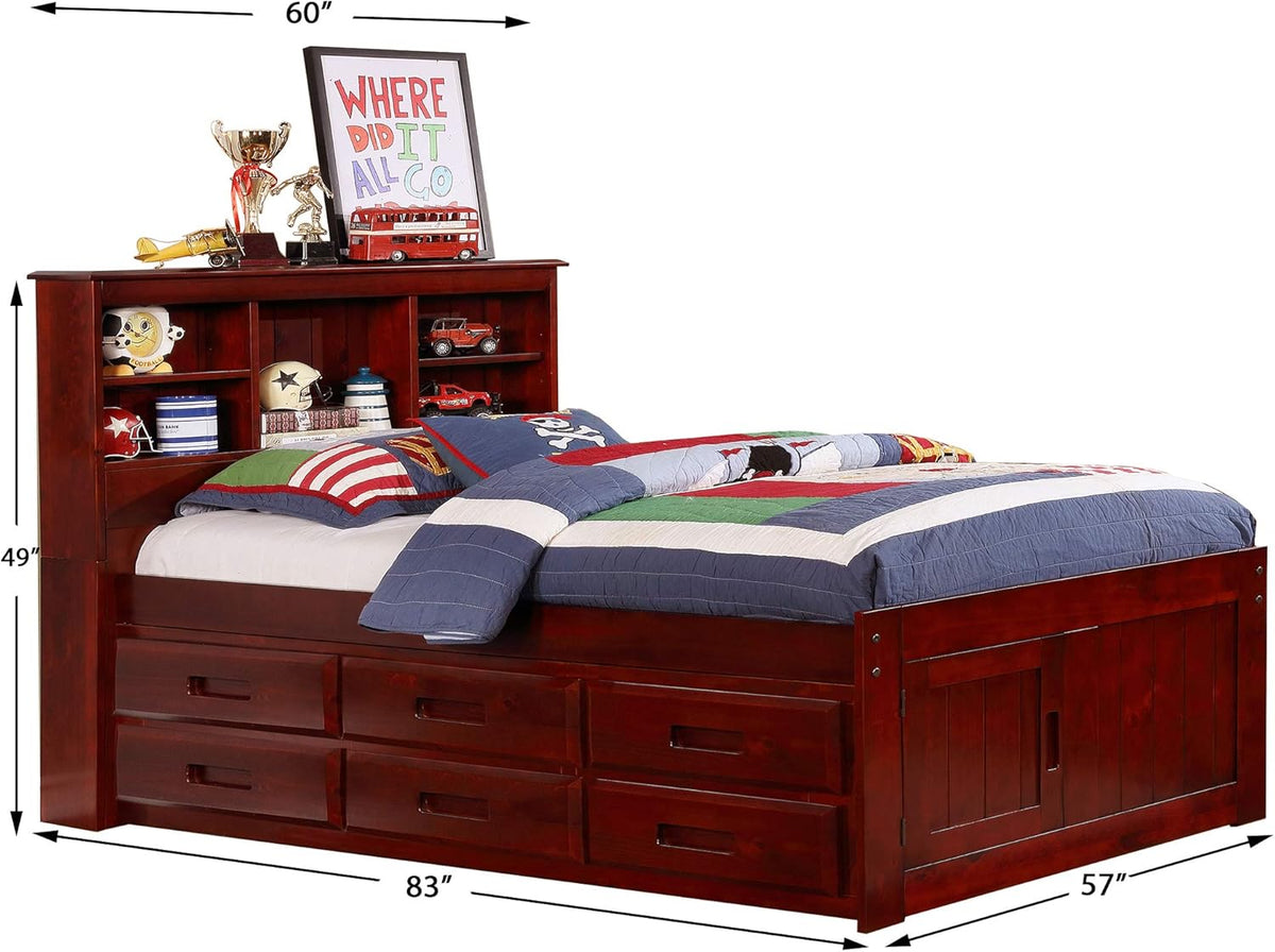 Full Bookcase Bed with 6 Drawers D39049