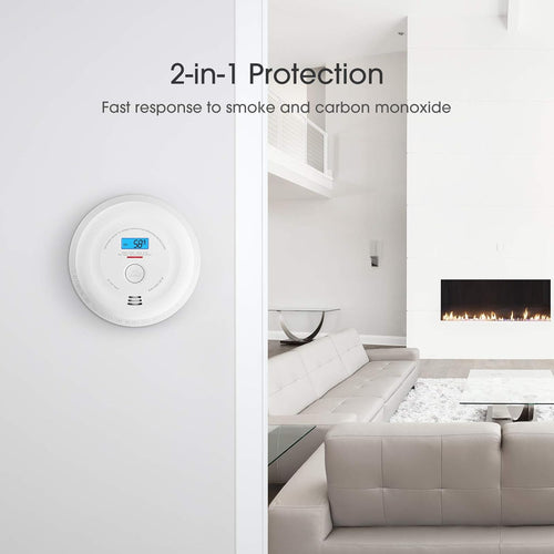 10-Year Battery Smoke and Carbon Monoxide Detector with LCD Display, Pack of 5 L476