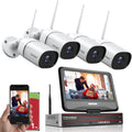 1080P Wireless Security Camera System with Monitor, 8 Channel Video NVR Systems with 4pcs Outdoor Indoor IP Camera Night Vision Motion Detection, 1TB Hard Drive W584859