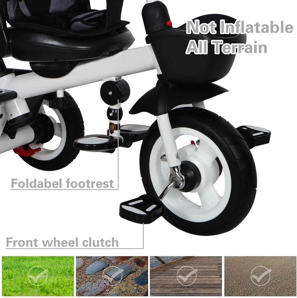 6-in-1 Kids Stroller Tricycle with Adjustable Push Handle, Removable Canopy, Safety Harness H289875