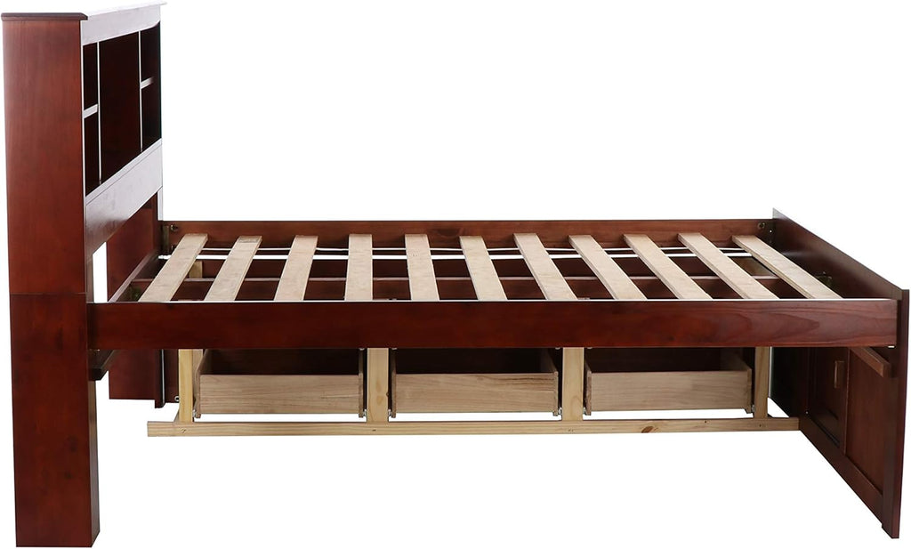 Full Bookcase Bed with 6 Drawers D39049