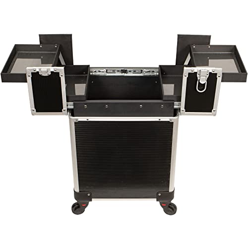 4 in 1 Aluminum Rolling Makeup Case with 360° Swivel Wheels G57610