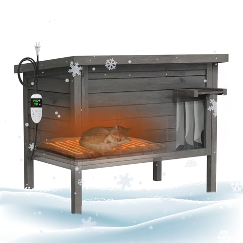 Outdoor Feral Cat House Heated Cat Shelter with Insulated Foam 34.5"X21.5"x27.2" M52419