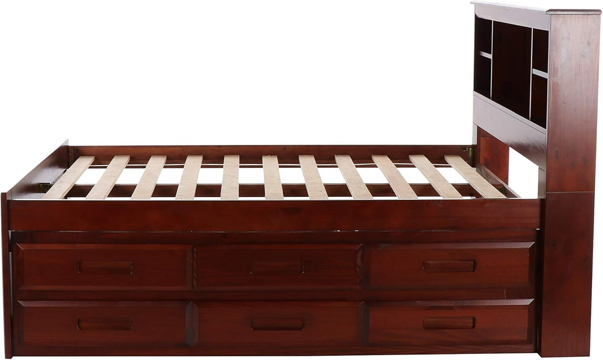 Full Bookcase Bed with 6 Drawers D39049