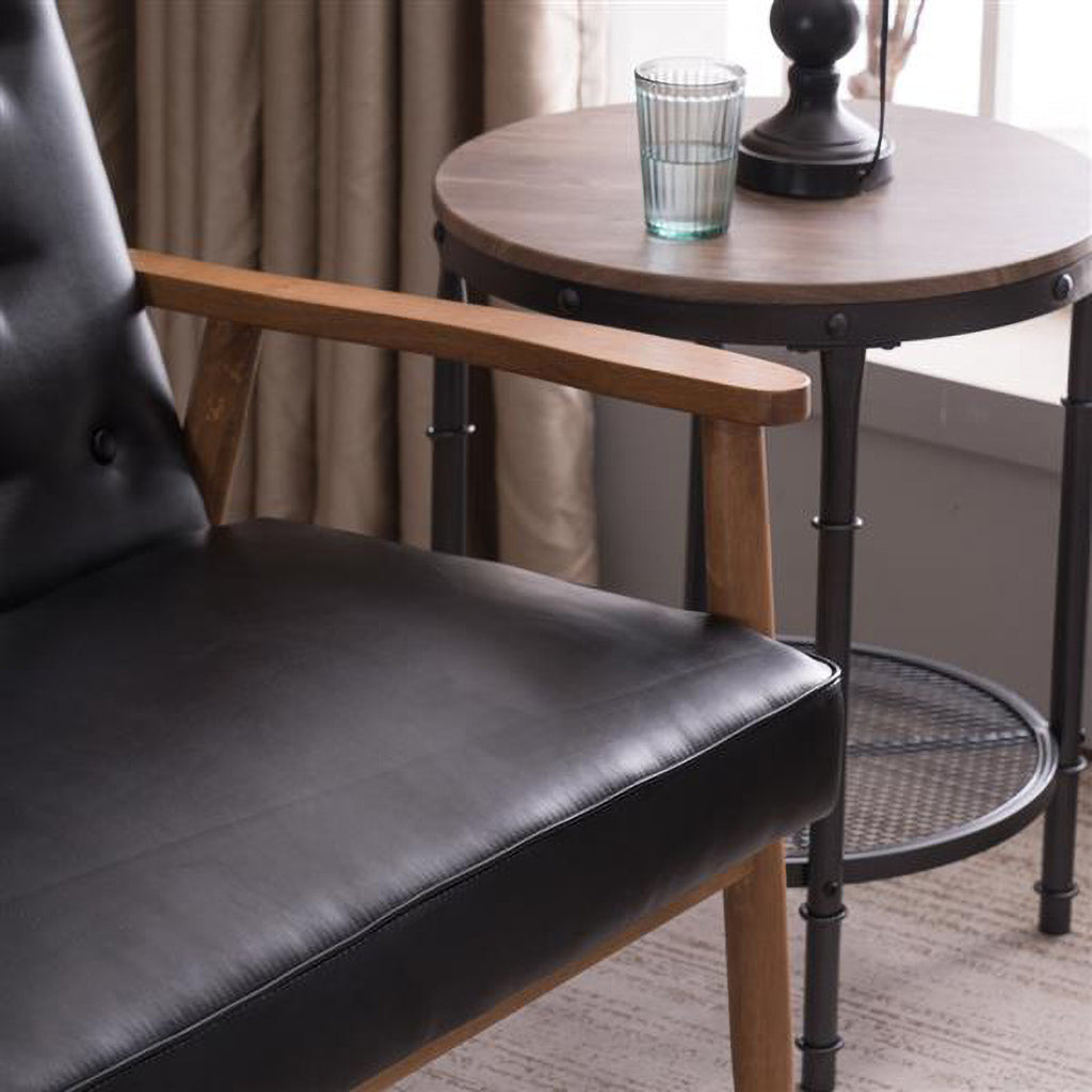 Black PU Leather Loveseat Lounge Chair Y32771