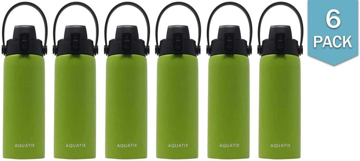 6-Pack Lime Green 21 Ounce Stainless Steel Double Wall Insulated Sports Water Bottle M8778