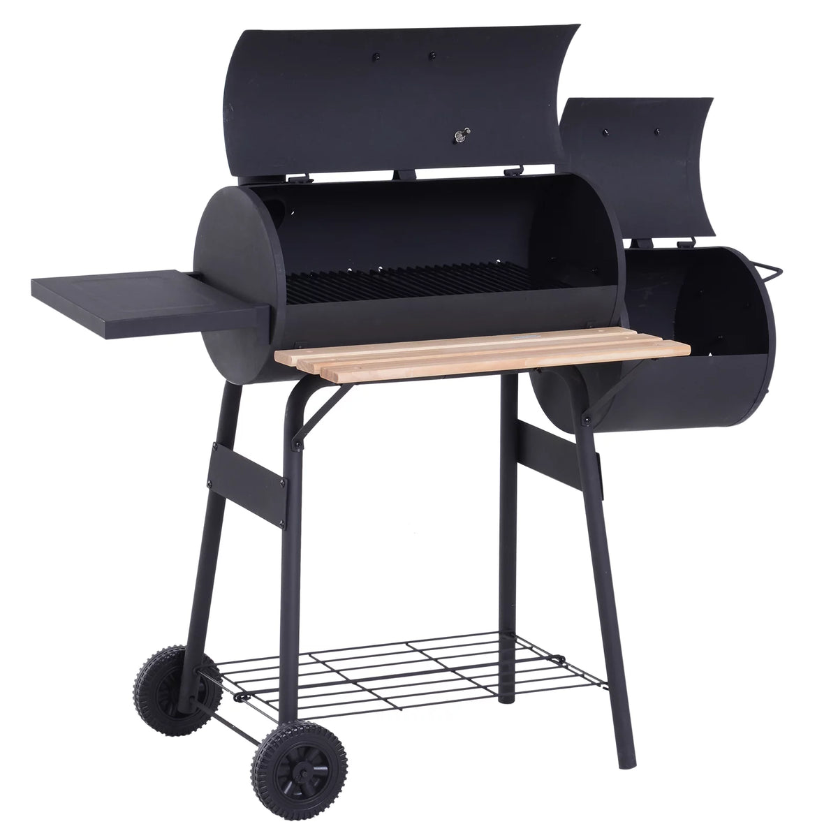 Portable Charcoal BBQ Grill and Offset Smoker Combo with Wheels C33057
