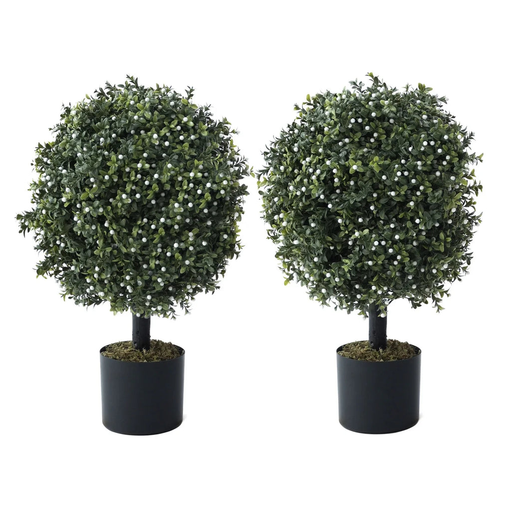 Artificial Boxwood Topiary Ball Tree Set of 2 P180899
