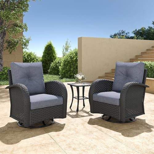 5 Pieces Wicker Patio Furniture Set with High Back Swivel Rocker Chairs F746
