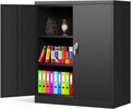White Metal Steel Locking Storage Cabinet with Doors and Shelves D4979