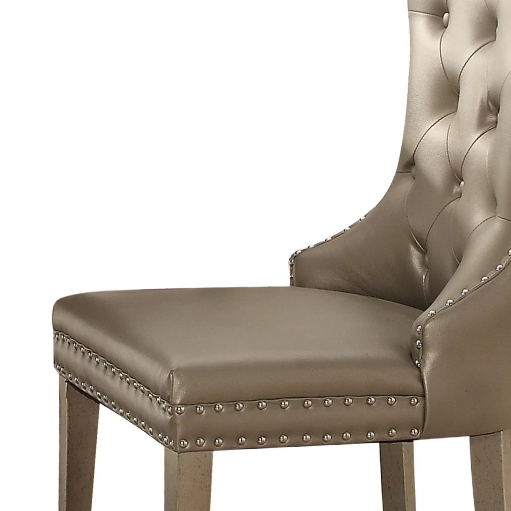 Leatherette Wooden Side Chair, Set of 2 R201