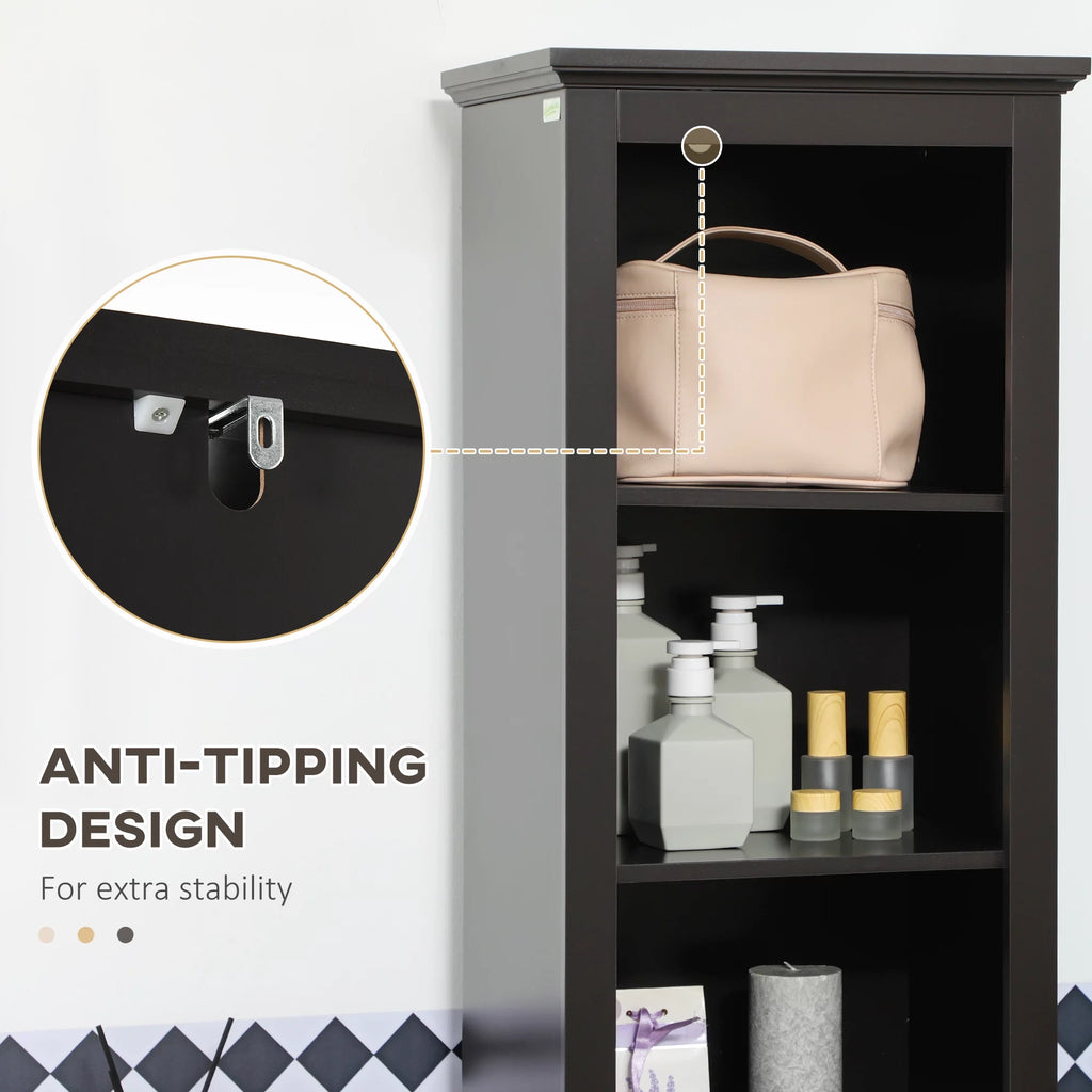 Slim Bathroom Storage Cabinet Linen Tower Brown B234