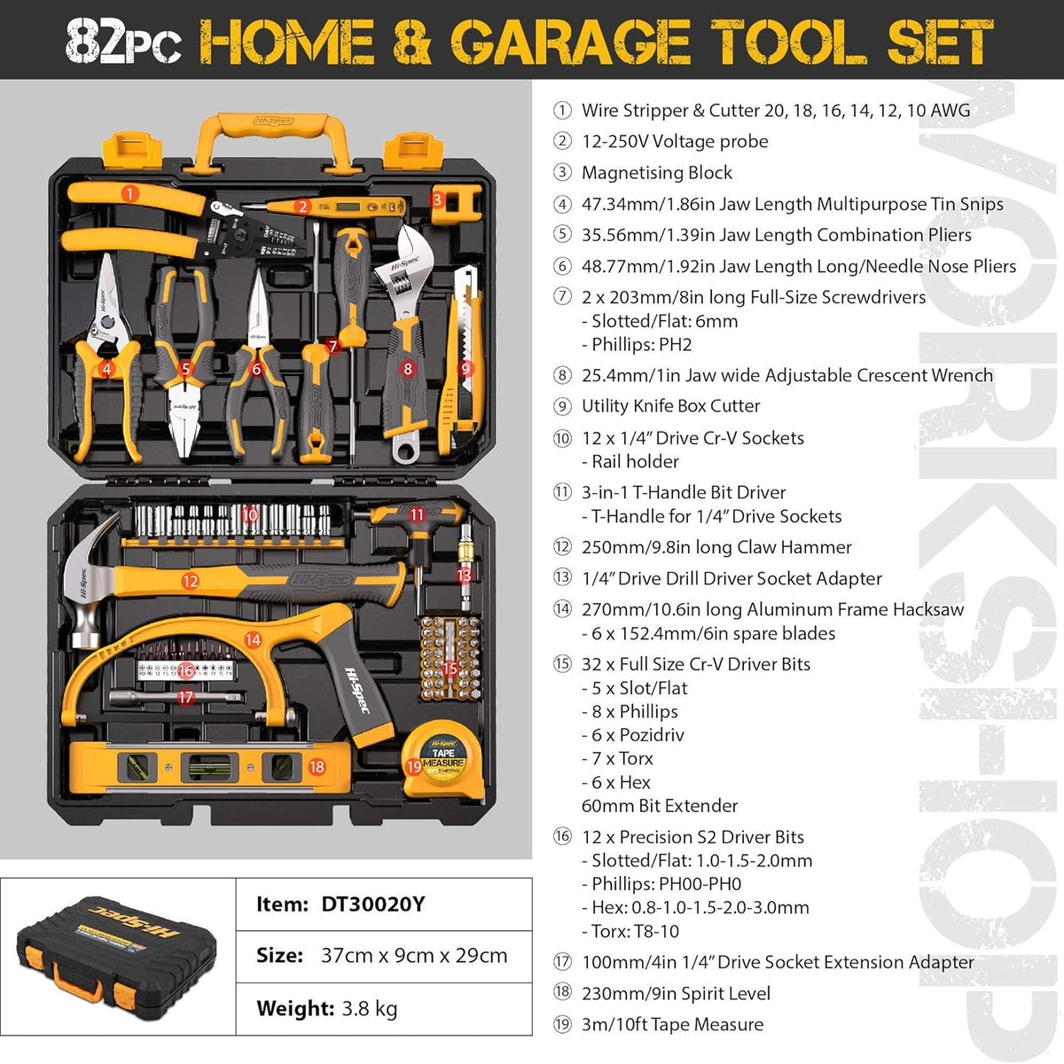 82 Piece Home & Garage Tool Kit Set O76944
