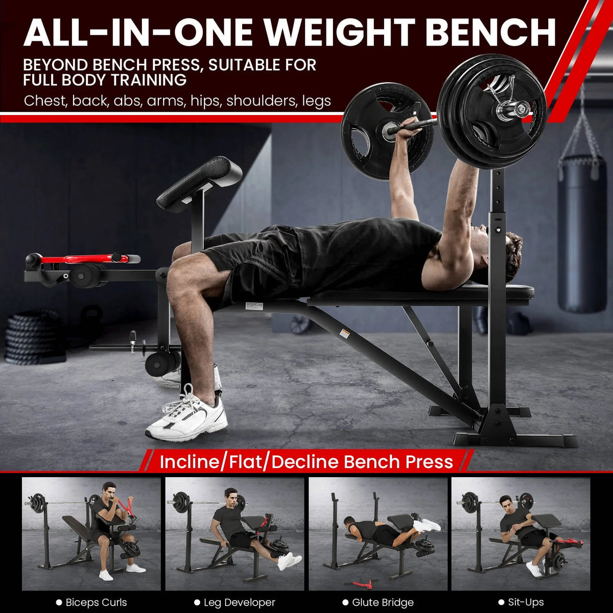 Adjustable Weight Bench Set with Squat Rack G56435