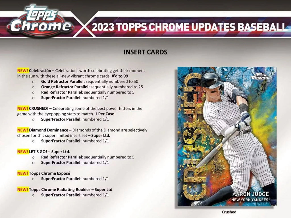 2023 Chrome Update Series Baseball Trading Card Hobby Box Y398
