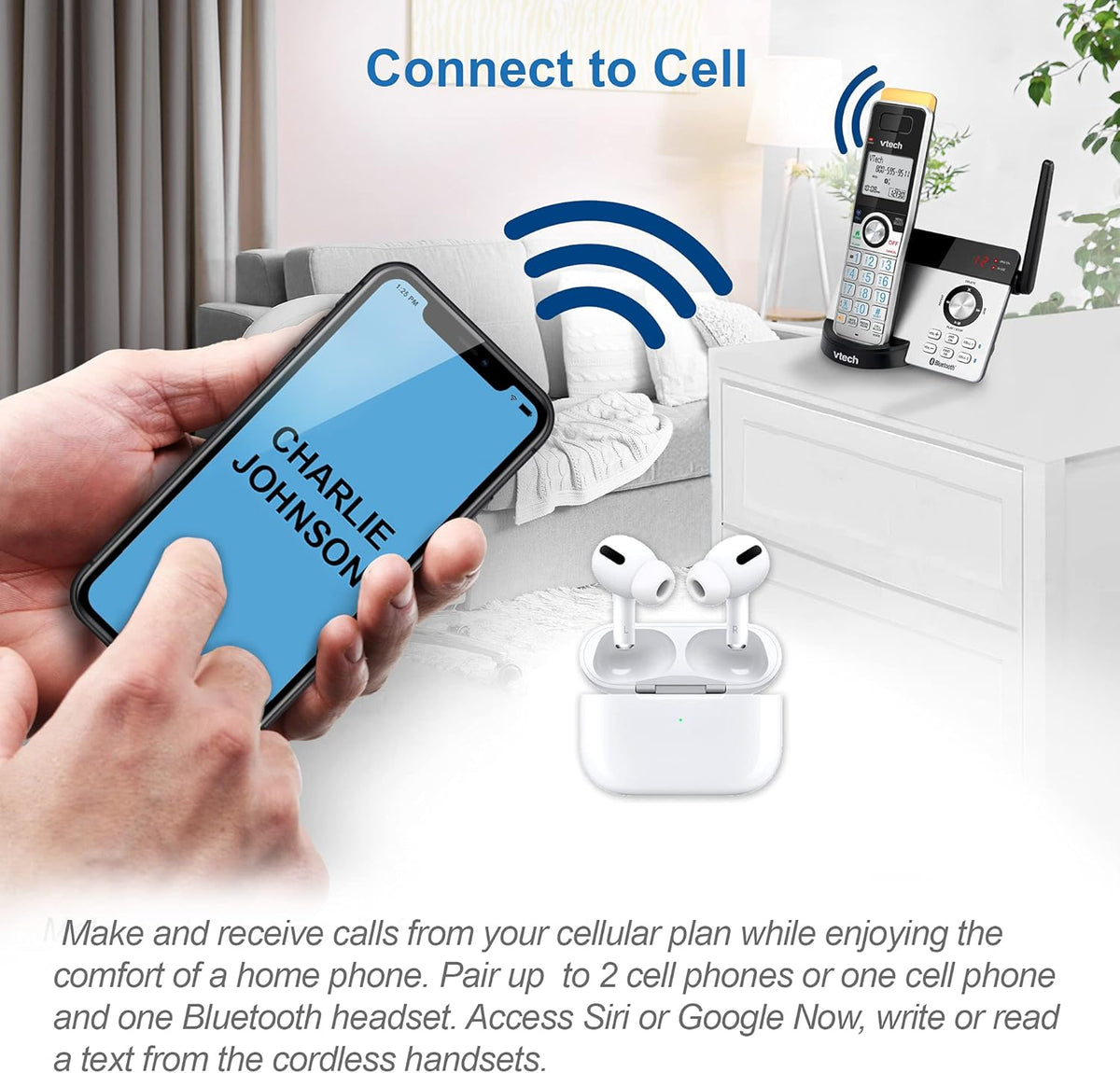 2 Handset Cordless Phone with Answering Machine D964583