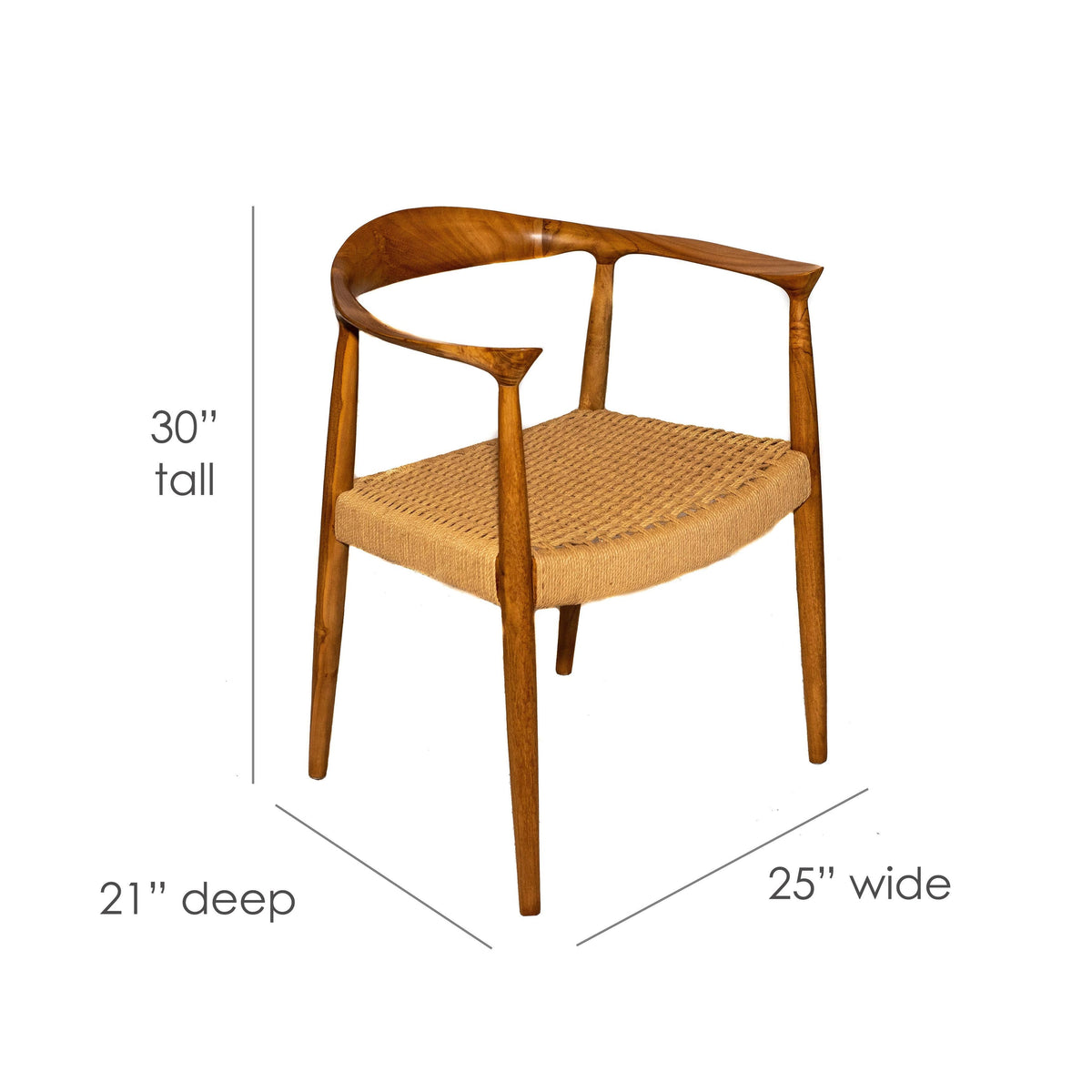 Natural Teak Wood Arm Chair with Rattan Seat J7546