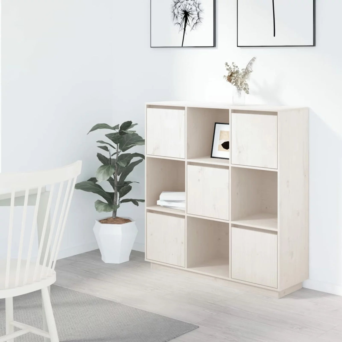 White Solid Wood Pine Highboard F56183