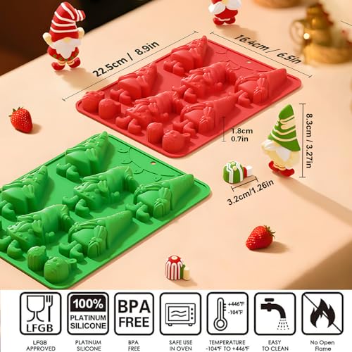 Silicone Christmas Gnome Candy Chocolate Mold, 2 Pack I7051