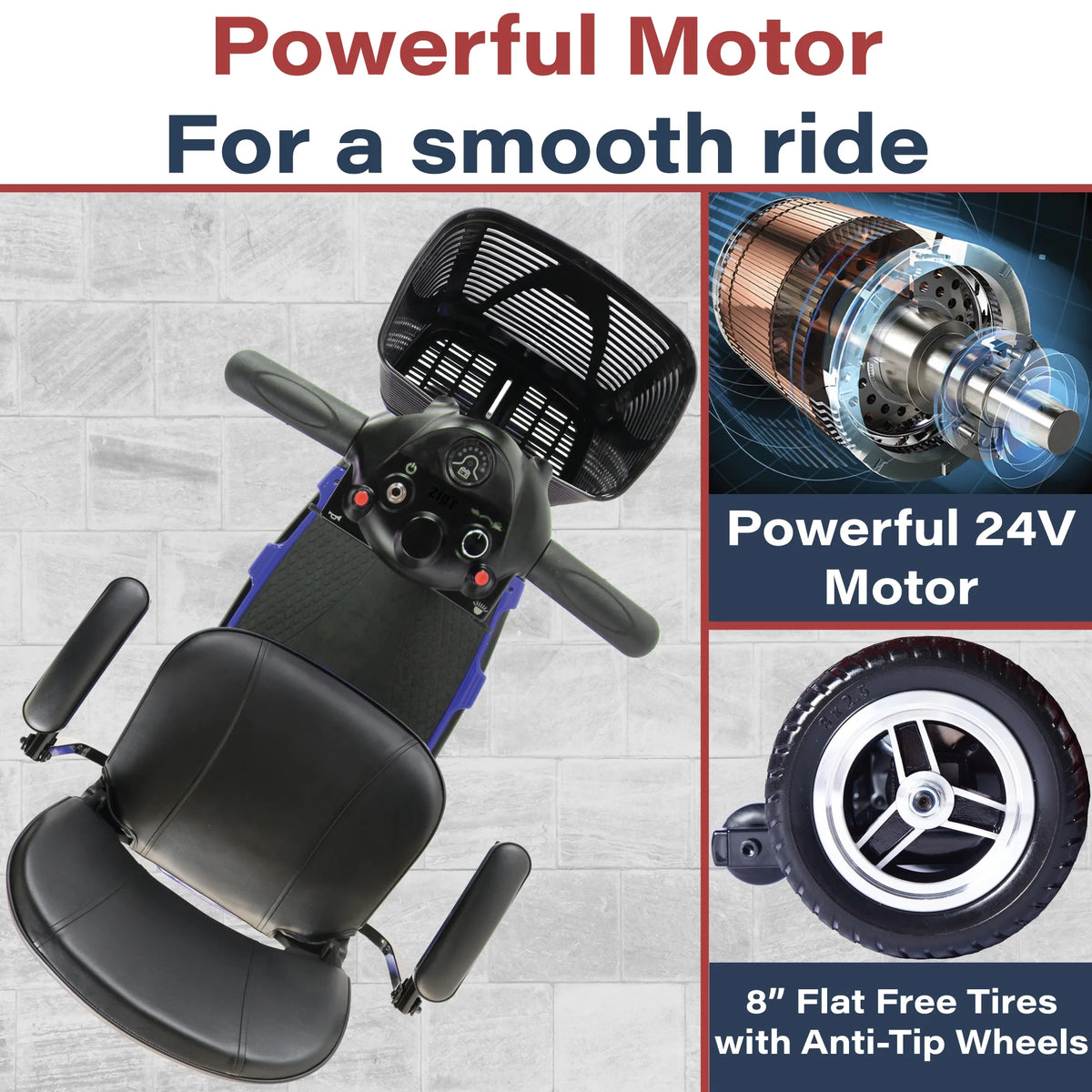Red 3-Wheel Mobility Scooter C9056
