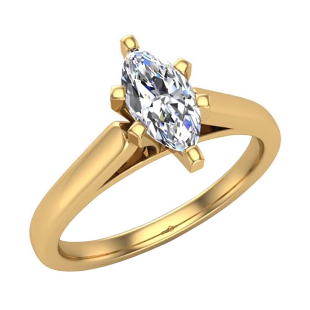 Marquise Cut Diamond Engagement Ring 5/8 Carat 14K Gold 6 Prong Solitaire Setting I70446
