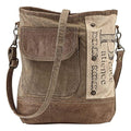 Upcycled Canvas Shoulder Bag with Adjustable Strap and Zip Closure B8904