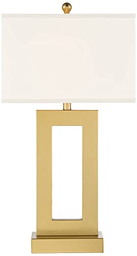 Gold Metal Table Lamp with Oatmeal Rectangular Shade P98534