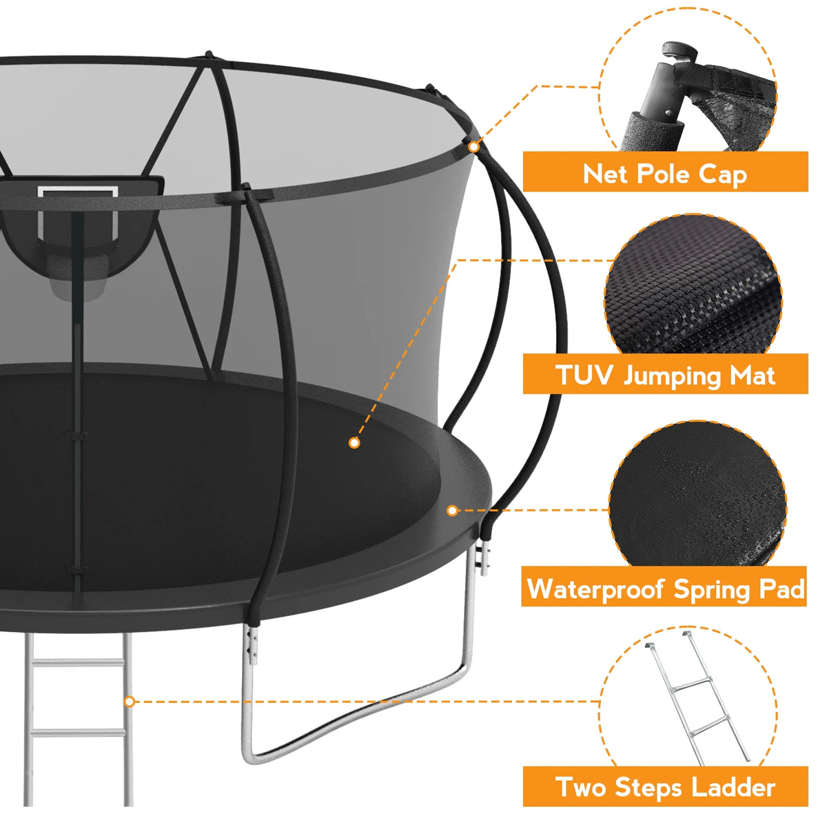 10FT 12FT 14FT 16FT Trampoline with Enclosure Net T249405
