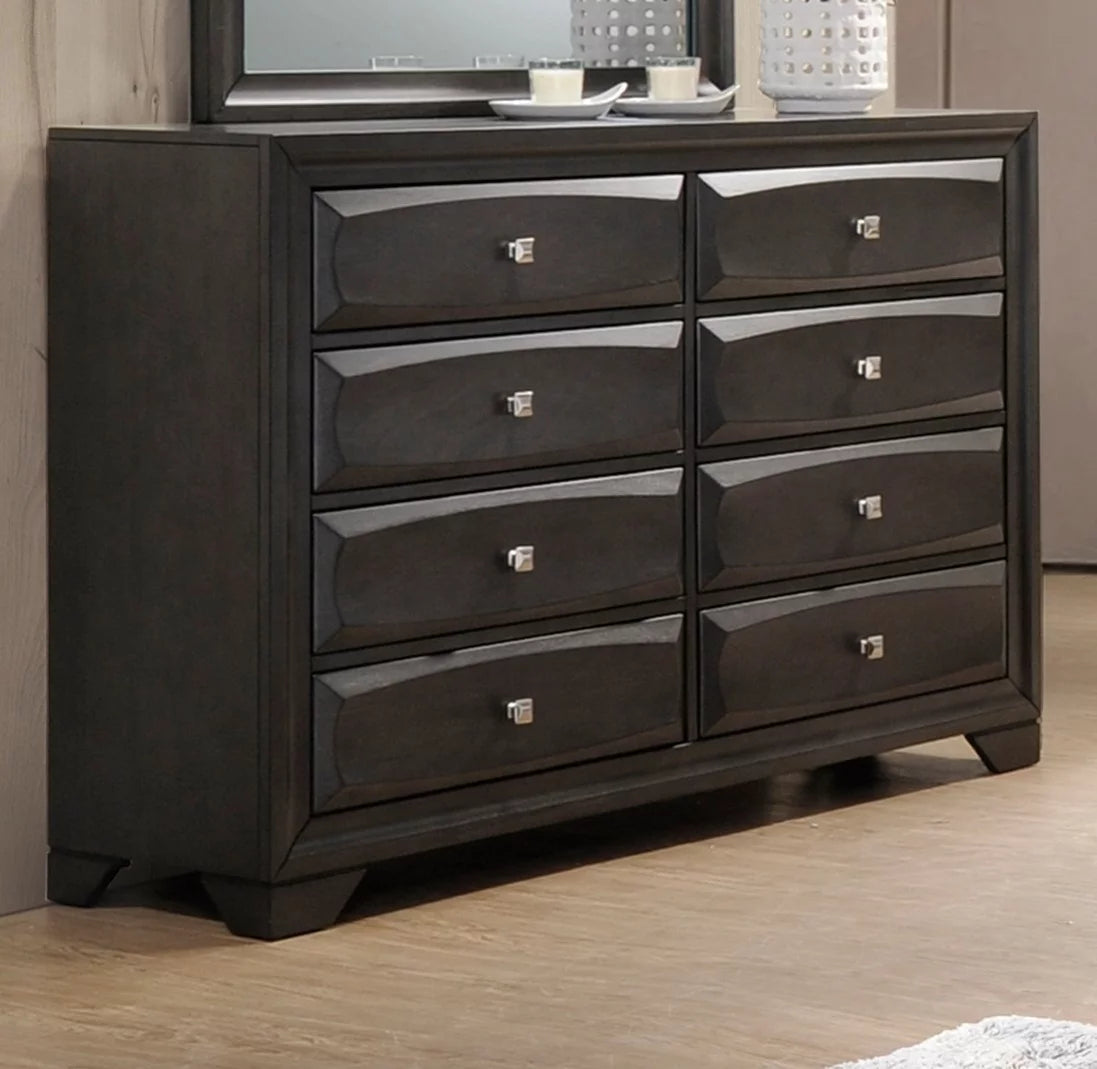 Queen Size 4pc Bedroom Furniture Set with Dresser Mirror Nightstand O27800