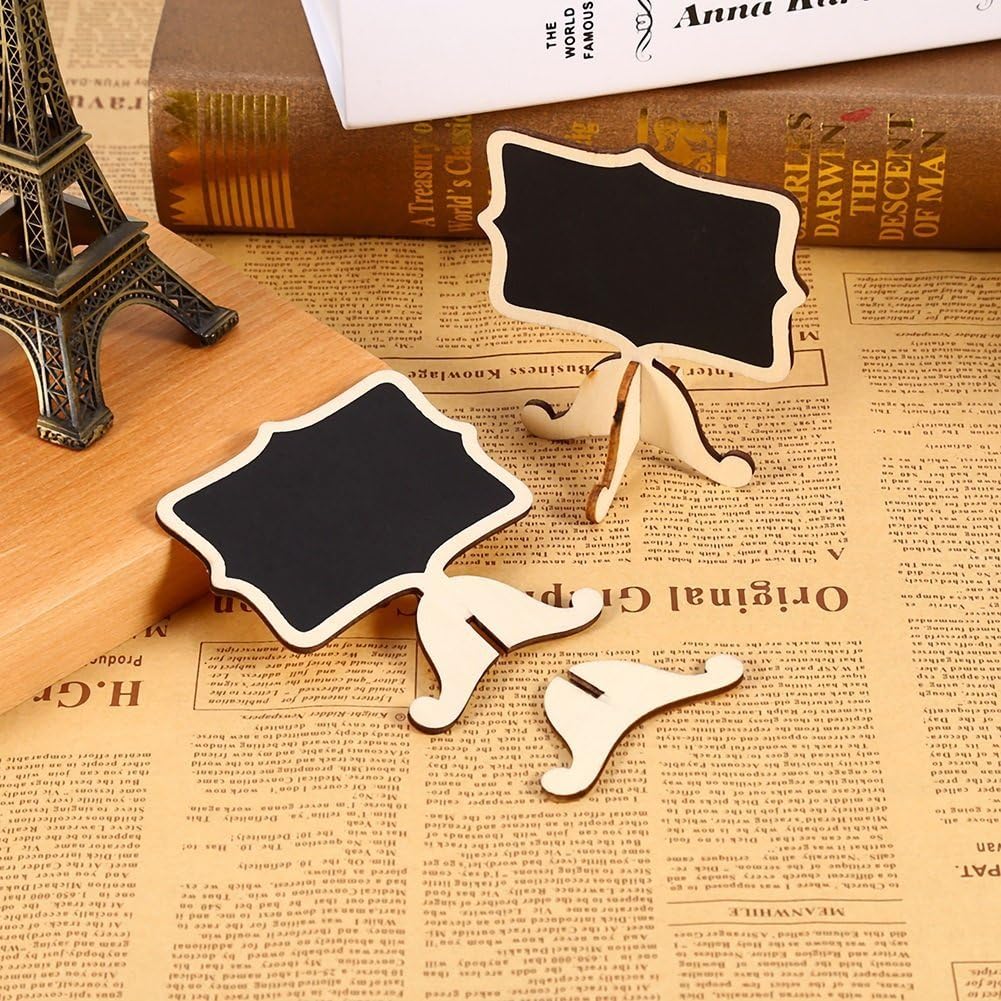 20 Pcs Wood Mini Chalkboard Signs with Easels D582913