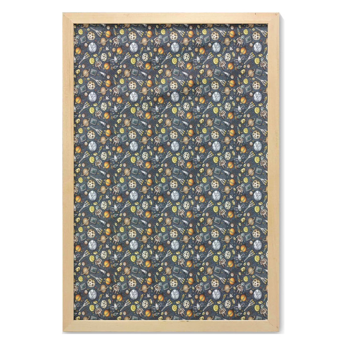 Multicolor Printed Fabric Cartoon Wall Art with Frame, 23" x 35" Y41147