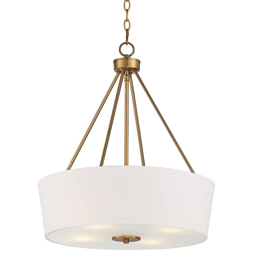 Warm Brass and Off-White Drum Pendant Light P813