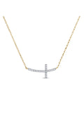 10kt Yellow Gold Diamond Cross Necklace 1/20 Cttw E4985
