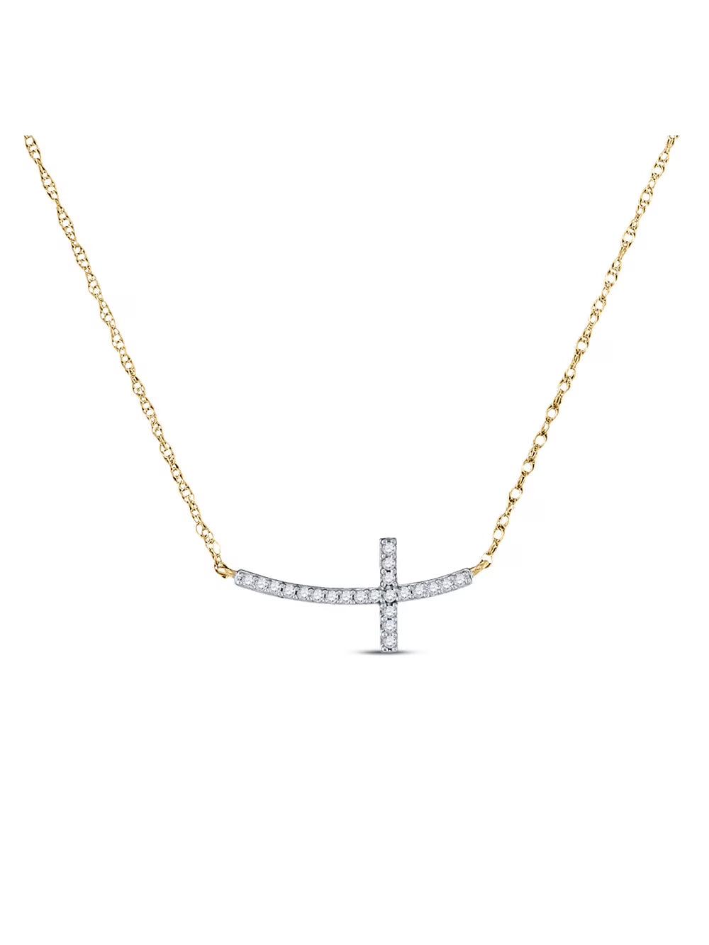 10kt Yellow Gold Diamond Cross Necklace 1/20 Cttw E4985