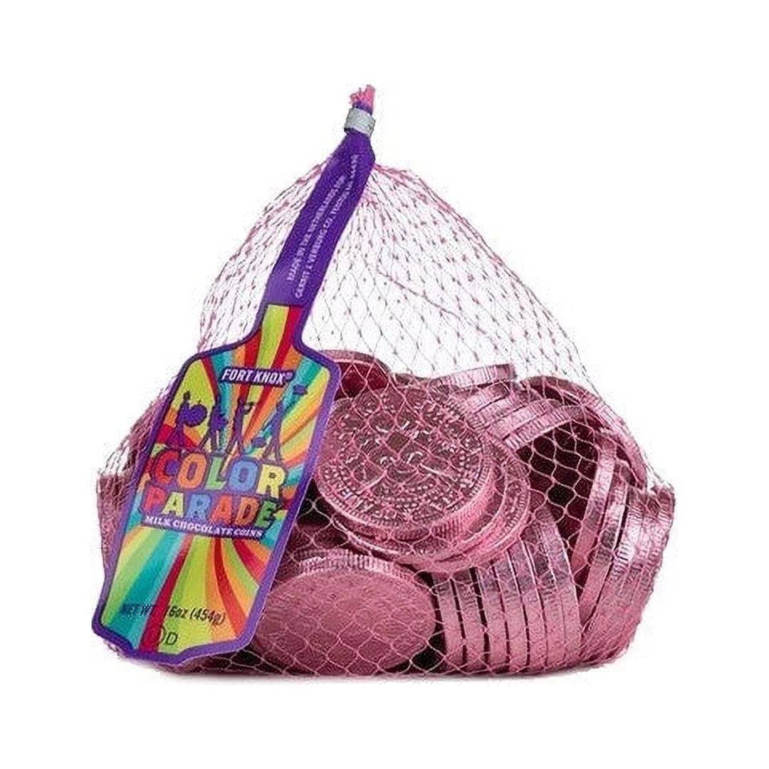 Milk Chocolate 1.5-inch Coins Pink Foil 1 LB T581243