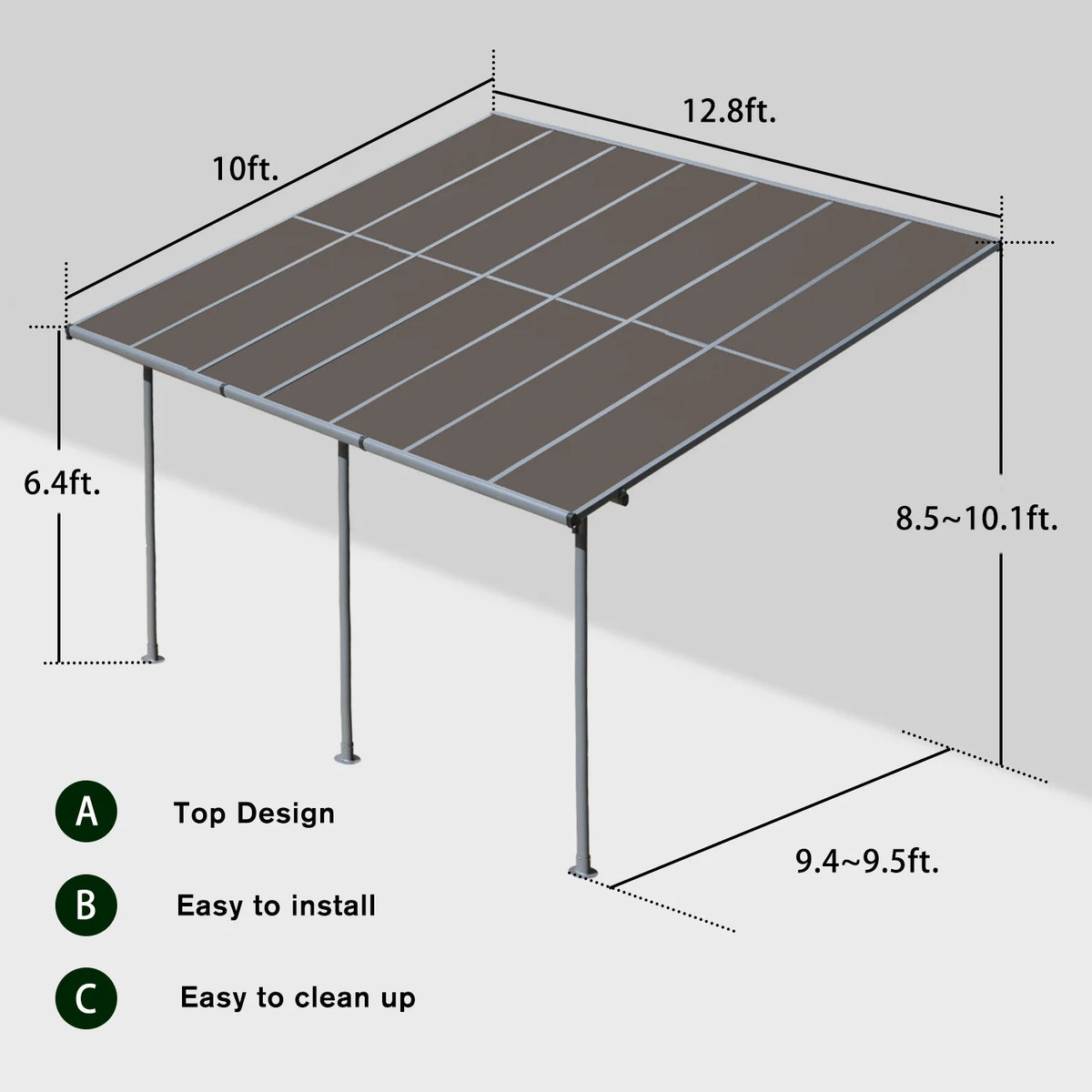 Polycarbonate Wall Mount Gazebo L74531