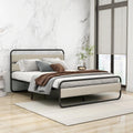 Queen Size Metal Platform Bed Frame with Upholstered Headboard C6625