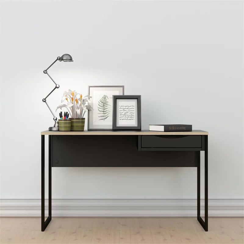 1 Drawer Desk in Black Matte and Oak M4207